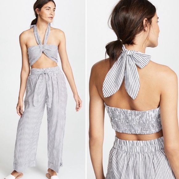 MARA HOFFMAN NWT Bella Cropped Top Bandeau Halter Striped Cotton Crop S - Picture 1 of 10
